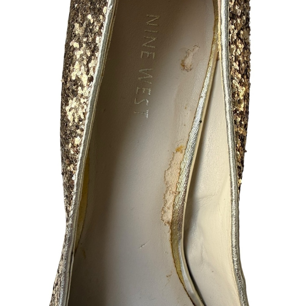 Nine West Rocha Gold Glitter Cushioned Pumps Women’s Size 9 Stiletto Heels Glam - Picture 12 of 16